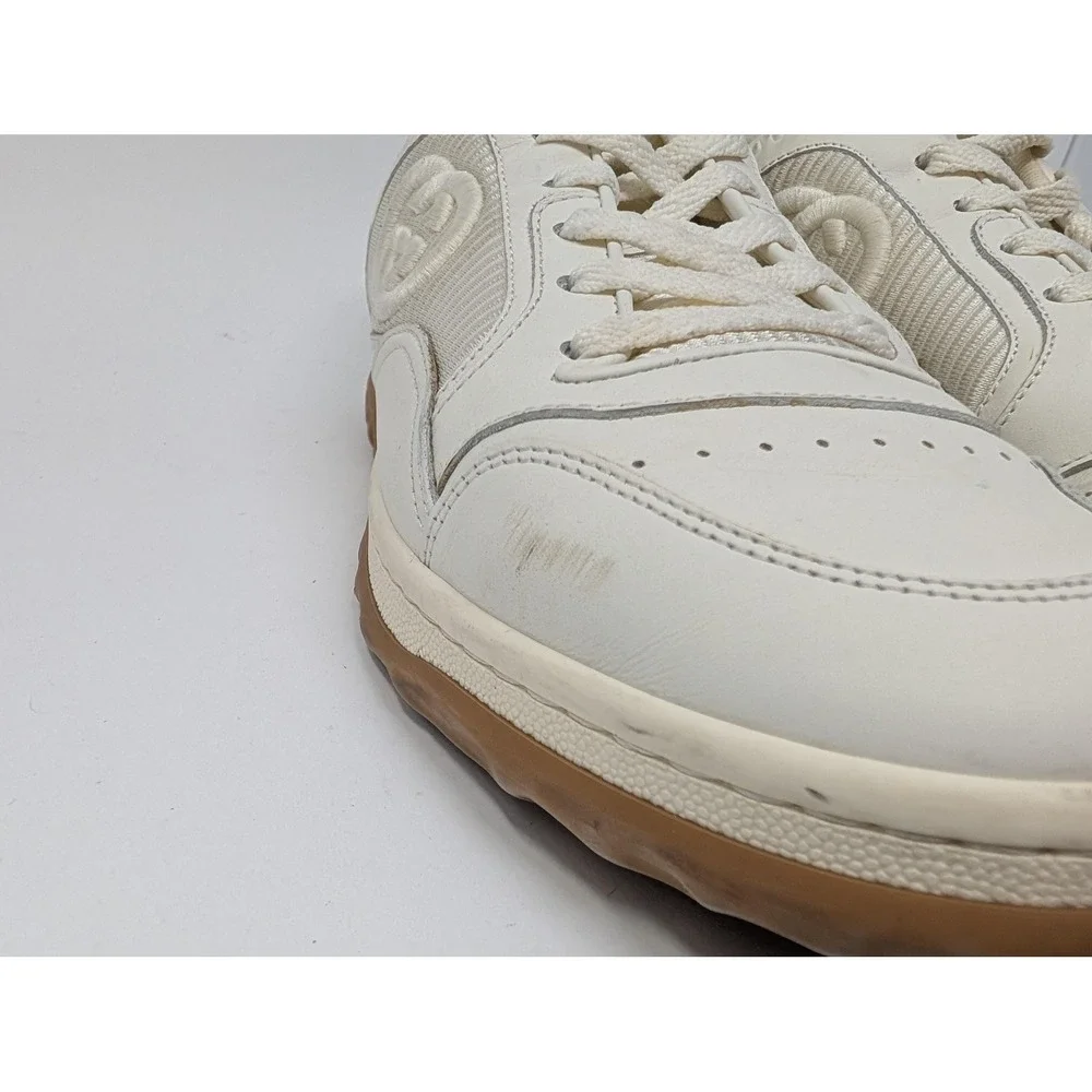 Gucci Mac80 Shoes Mens Size 10 White Leather Gum Sole Casual Ace Logo Sneakers